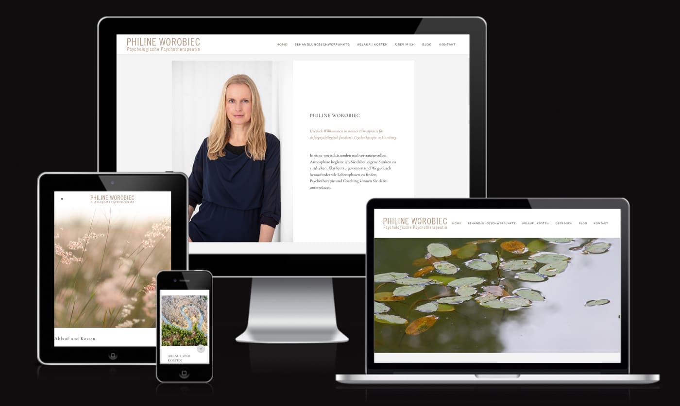 Webdesign für Philine Worobiec, Psychotherapeutin | Grafikdesign Köln | Susanne Breuer